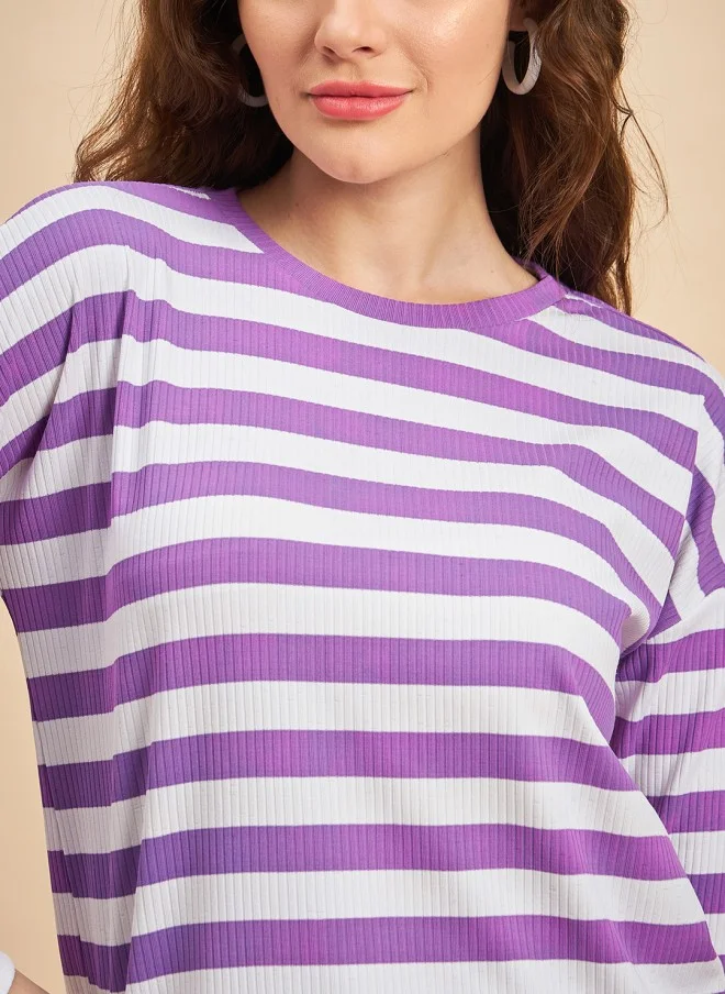 MINT STREET Striped Pullover Sweatshirt for Women