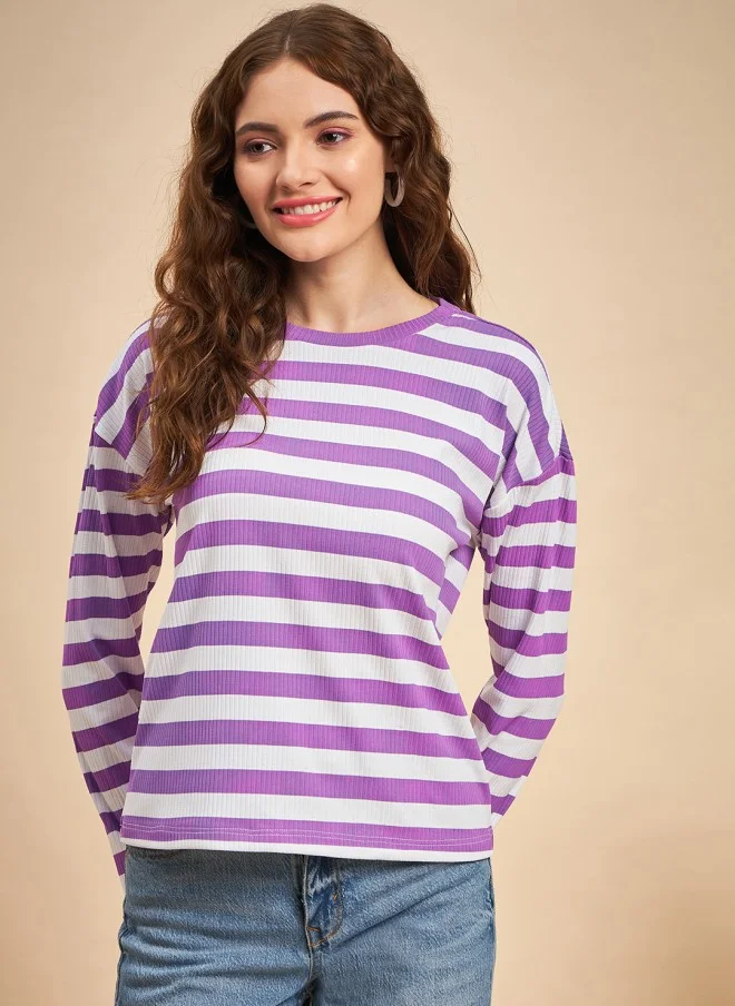 MINT STREET Striped Pullover Sweatshirt for Women