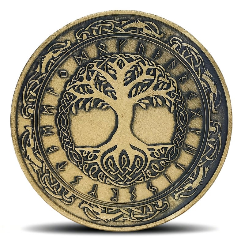 Aomcisi Yggdrasil Viking Challenge Coin Norse Tree of Life Runic Design for Viking Norse Mythology Enthusiasts - Image 3