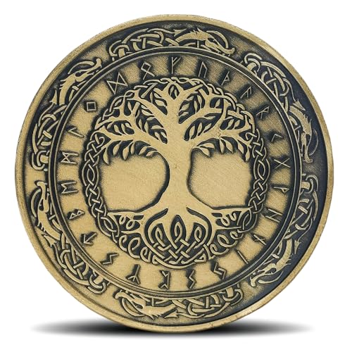 Aomcisi Yggdrasil Viking Challenge Coin Norse Tree of Life Runic Design for Viking Norse Mythology Enthusiasts - Image 1