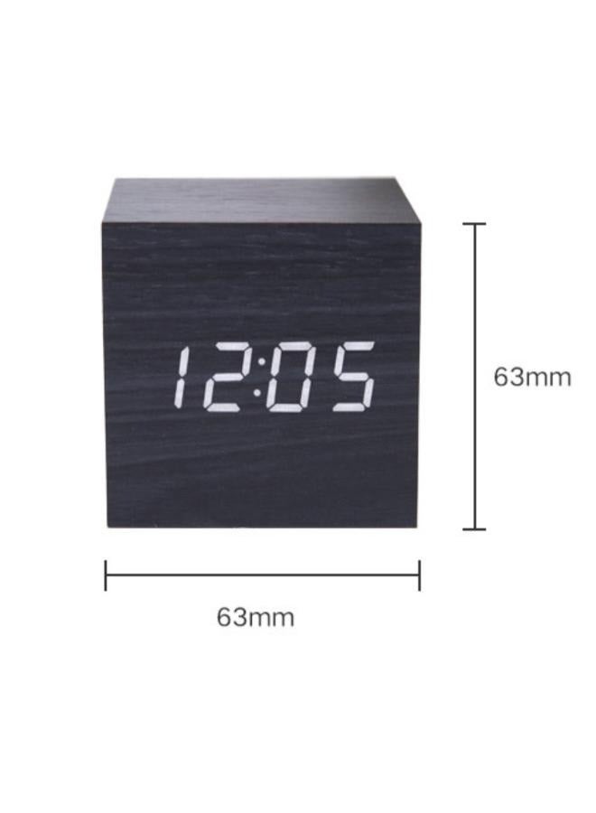 Wooden Mirror Digital LED Display Alarm Clock Modern Desktop Clock Snooze 12/24H - Image 2
