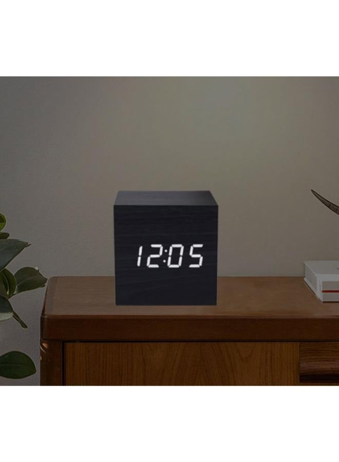 Wooden Mirror Digital LED Display Alarm Clock Modern Desktop Clock Snooze 12/24H - Image 3