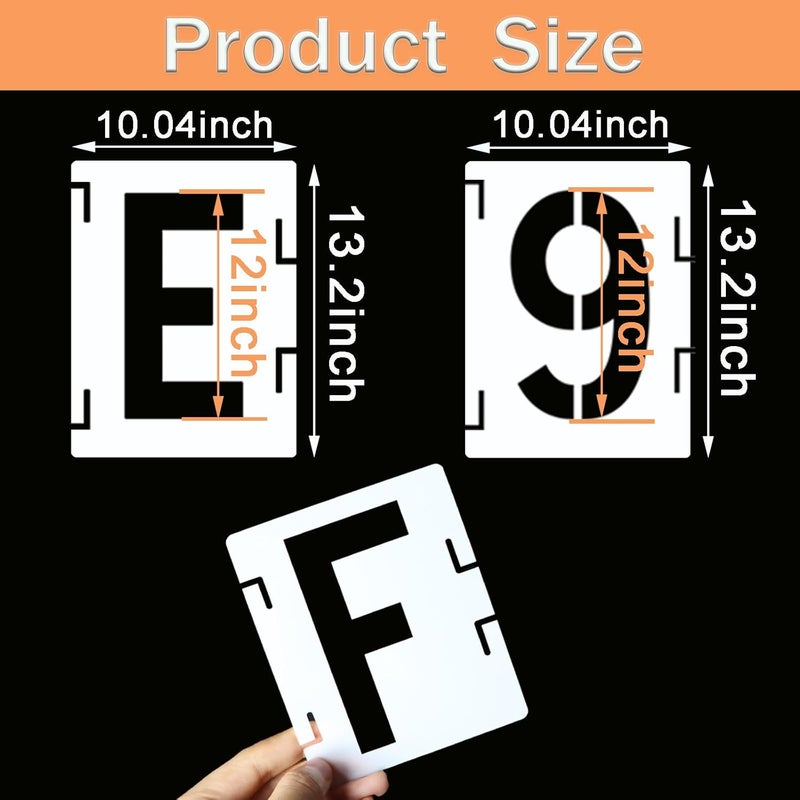 YEAJON 12 Inch Letter Stencils Symbol Numbers Craft Stencils, 42 Pcs Reusable Alphabet Templates Interlocking Stencil Kit for Painting on Wood, Wall, Fabric, Rock, Sign (Font Height is 12 Inch) - Image 2