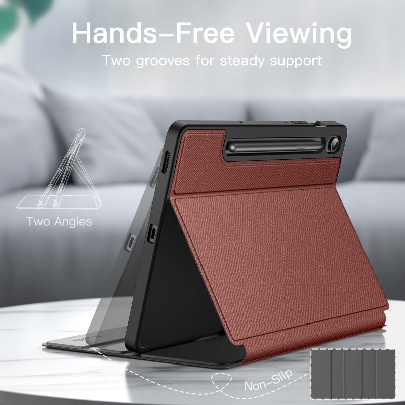 JETech Case for Samsung Galaxy Tab S9 FE 10.9-Inch with S Pen Holder, Slim Folio Stand Protective Tablet Cover, Multi-Angle Viewing (Wine) - Image 3