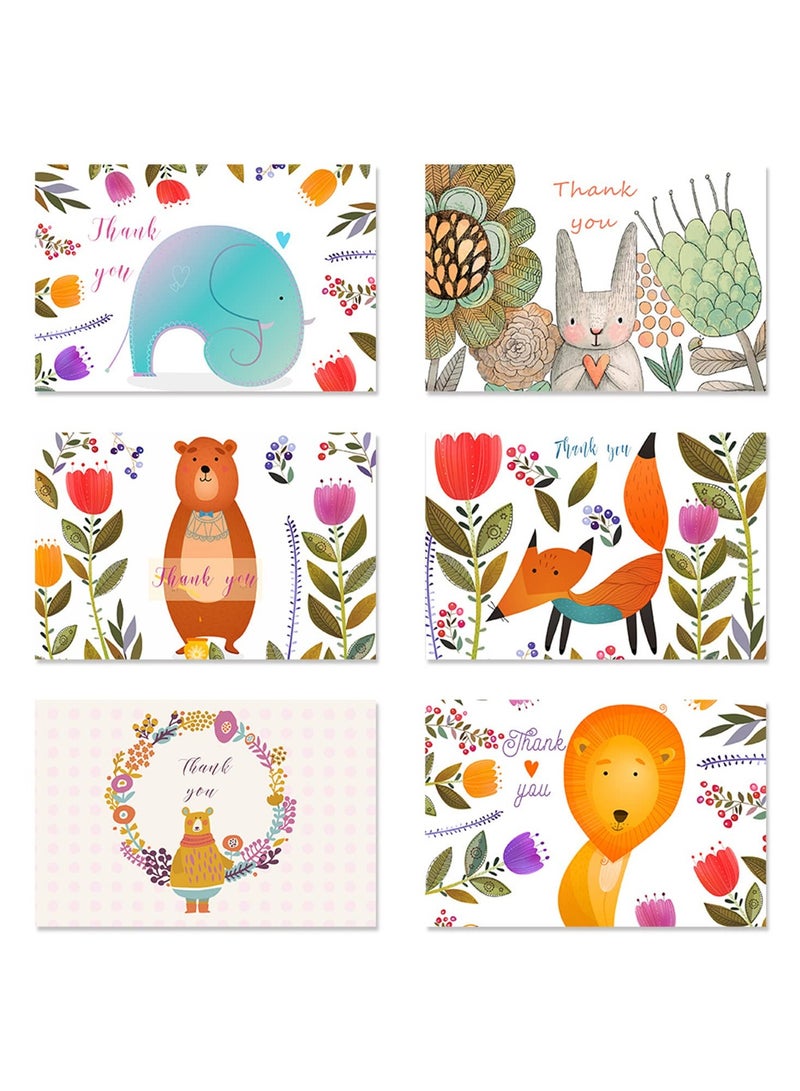 SYOSI 24 Pack Thank You Cards with envelopes and Stickers Lovely Animals Themed Design Each Greeting Cards Blank Inside Invitation Cards for Kids Baby Shower Congratulations Party Business Festival - Image 1