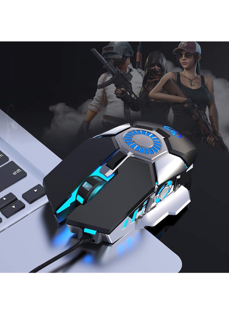 ماوس ألعاب ماكرو قابل للبرمجة، ماوس ألعاب ملون وخفيف الوزن مع DPI قابل للتعديل للكمبيوتر المحمول والكمبيوتر المحمول