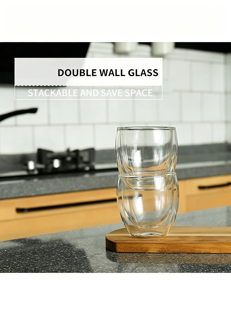 2-Piece Double Walled Glass Coffee Mugs with Handle, Large Insulated Layer Coffee Cups, Clear Borosilicate Mugs, Perfect for Espresso, Cappuccino, Tea, Latte - Image 5