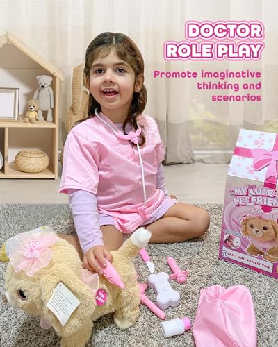 Airbition Plush Toy Dog for Girls Interactive Dog Puppy Toys for 2 3 4 5Year Old Toddler Kids Walking Barking Tail Wagging Remote Control Realistic Stuffed Animal 11 Accessories - Image 5