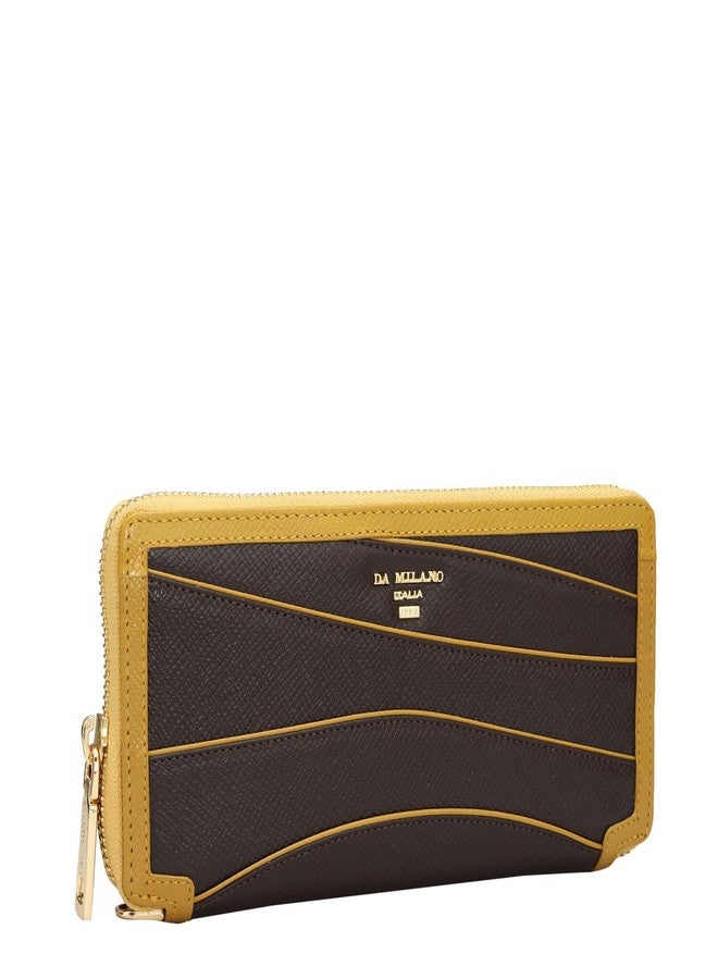Da Milano Zip Leather Wallet for Women - Brown - Image 2