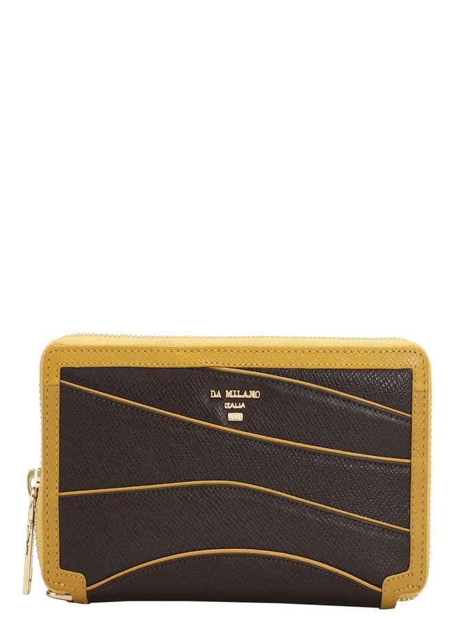 Da Milano Zip Leather Wallet for Women - Brown - Image 1