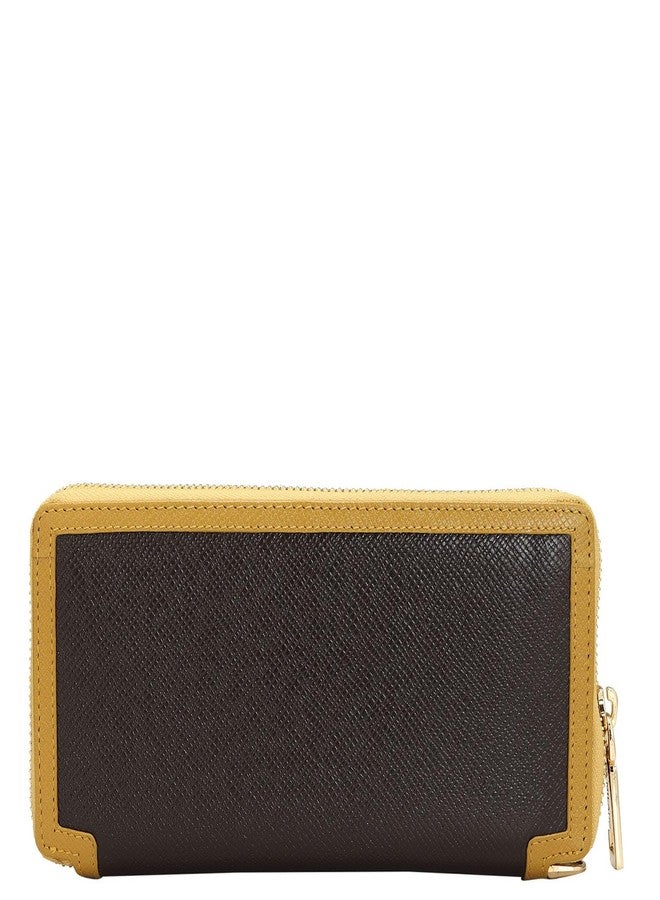 Da Milano Zip Leather Wallet for Women - Brown - Image 3