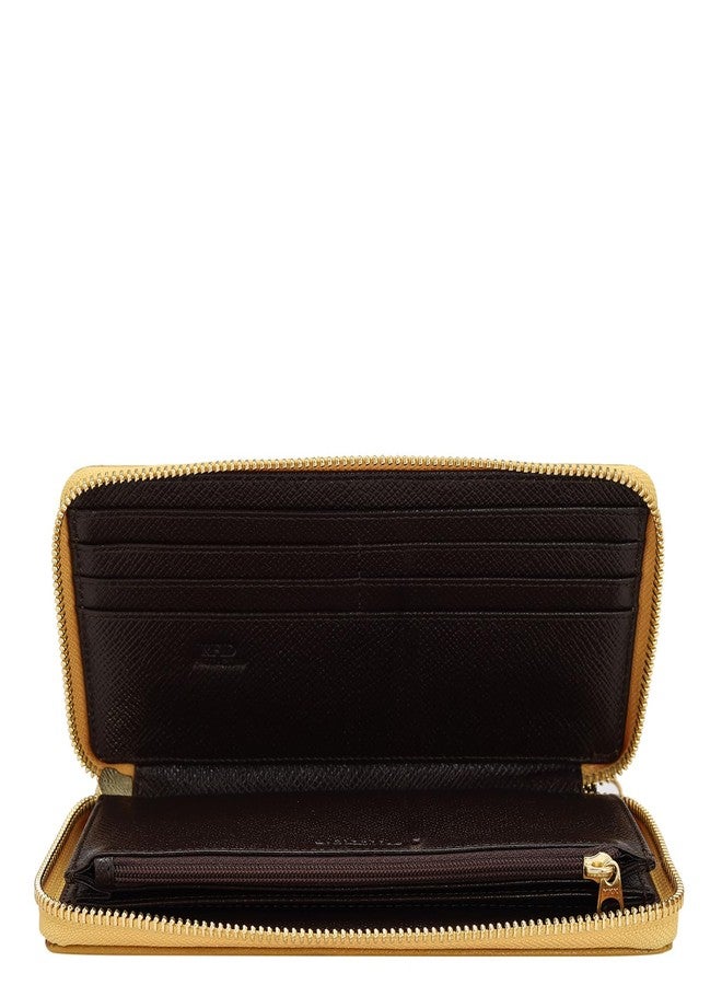 Da Milano Zip Leather Wallet for Women - Brown - Image 4