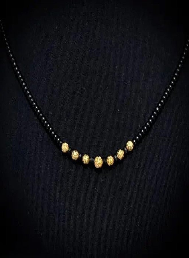 MONEV One Gram Gold Plated Jewellery Mangalsutra Tanmaniya Nallapusalu Necklace For Women and Girls (Design_1) - Image 2