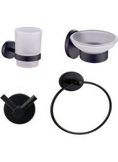 Fndhome Black Bathroom Set of 4 Toothbrush Holder Soap Holder Hanger Round Towel Holder - pzsku/ZCC3A85CF5C7078F8573BZ/45/_/1725724115/4b198e36-477a-455d-8a78-4f2302daa4a8