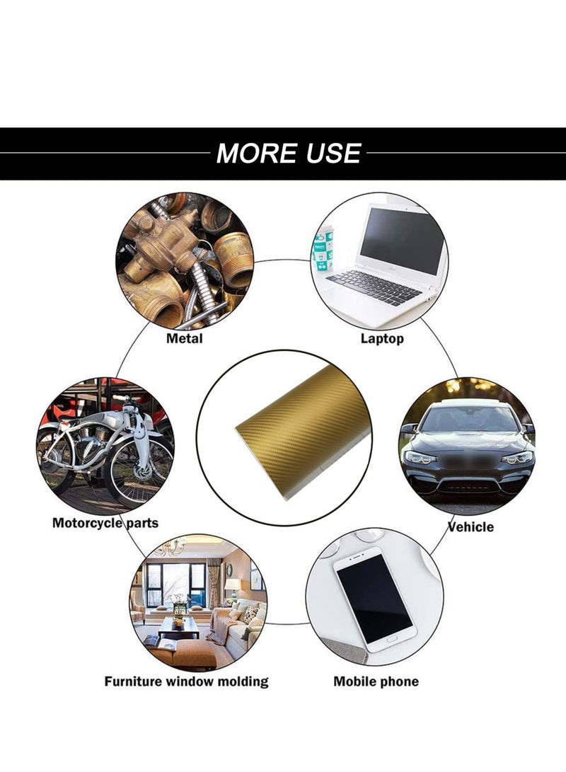 SYOSI 3D Carbon Fiber Wrap Vinyl Film Car Interior Wrap Stickers Tape for Cars Auto and Motorcycle DIY Decoration Crafts 152X30cm Gold - Image 4