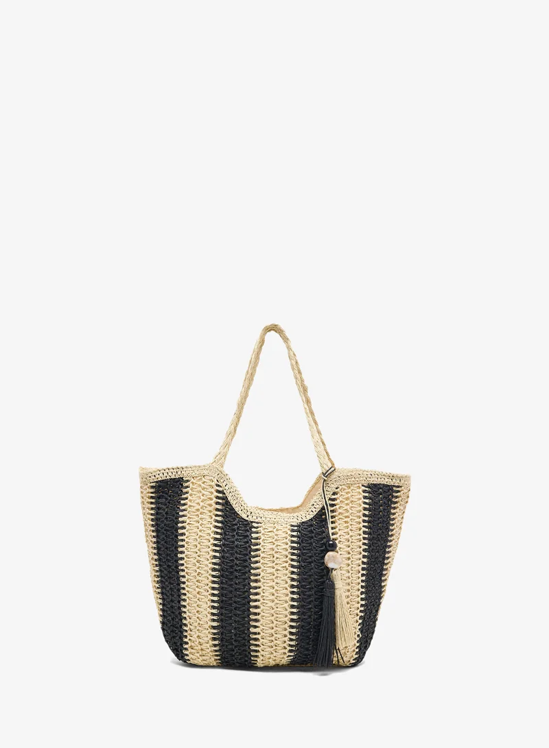 Ginger raffia beach tote bag