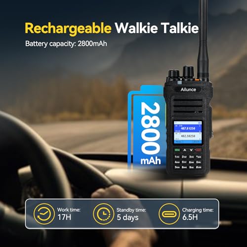 Retevis Ailunce HA1G GMRS Radio, IP67 Waterproof, GMRS Handheld Radio with Cable, Support Chirp, NOAA, 2800mAh, Repeater Capable Two Way Radio with USB-C Charging, for Offroad, Emergency - Image 5