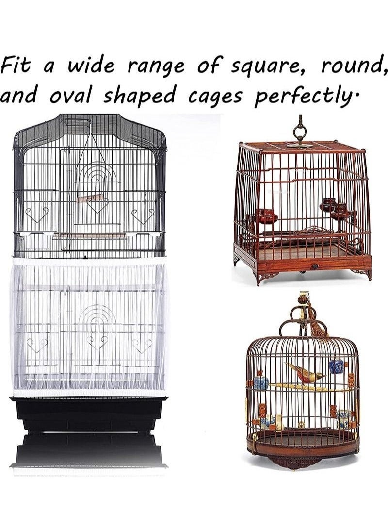 KENSON Bird Cage Seed Catcher,Adjustable Bird Cage Net Cover Birdcage Seed Feather Catcher Soft Skirt Guard Birdcage Nylon Mesh Netting for Parrot Parakeet Macaw Round Square Cages,Prevent Scatter and Mess - Image 2