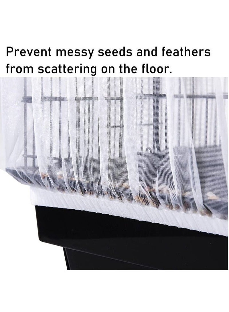 KENSON Bird Cage Seed Catcher,Adjustable Bird Cage Net Cover Birdcage Seed Feather Catcher Soft Skirt Guard Birdcage Nylon Mesh Netting for Parrot Parakeet Macaw Round Square Cages,Prevent Scatter and Mess - Image 5