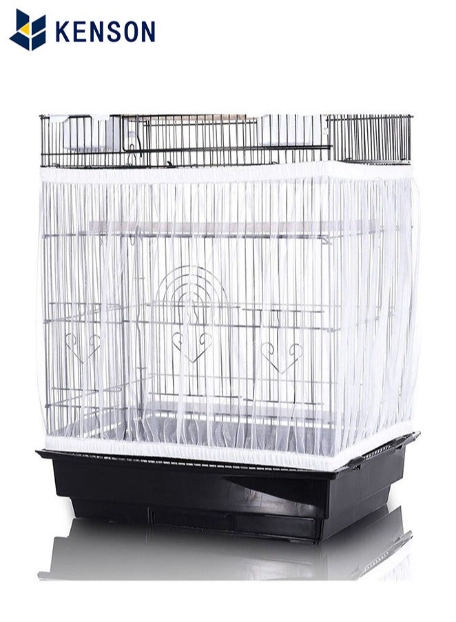 KENSON Bird Cage Seed Catcher,Adjustable Bird Cage Net Cover Birdcage Seed Feather Catcher Soft Skirt Guard Birdcage Nylon Mesh Netting for Parrot Parakeet Macaw Round Square Cages,Prevent Scatter and Mess - Image 1