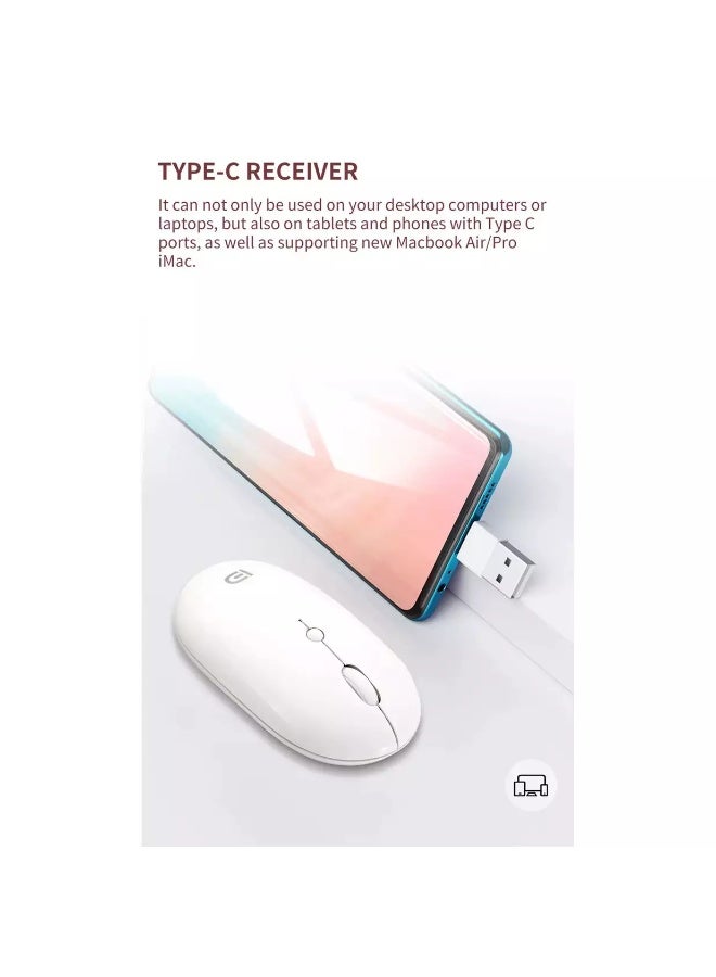 فد ماوس لاسلكي قابل لإعادة الشحن E100 - مستشعر بصري 1600 نقطة في البوصة - معدل استطلاع 500 هرتز - نقرات صامتة (أسود) - Image 5