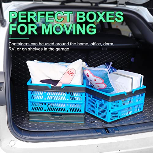 STEGEWOP 3 Packs 20Liter Collapsible Storage Crates With Handle Collapsible Plastic Shopping Basket,Stackable Multi-function Shelf Baskets Container, Hold up to 20 Lbs - Image 3