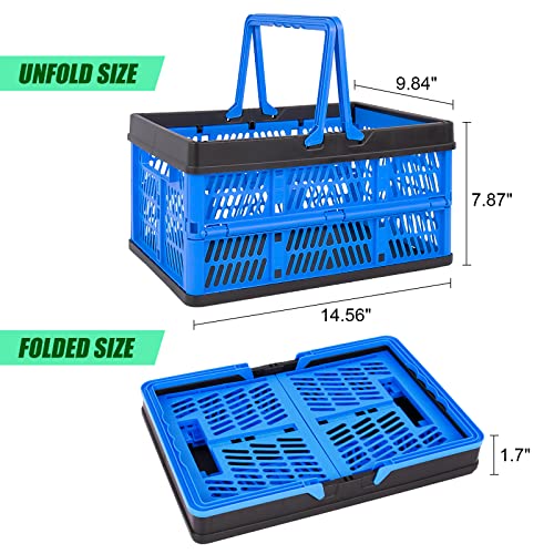 STEGEWOP 3 Packs 20Liter Collapsible Storage Crates With Handle Collapsible Plastic Shopping Basket,Stackable Multi-function Shelf Baskets Container, Hold up to 20 Lbs - Image 2