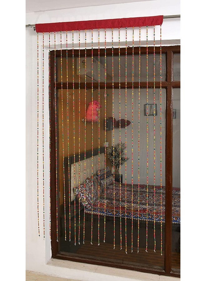 Handloomwala Handloomwala Wooden Beads String Door Curtain for Room Divider/Pooja Room/Drawing Room - 7 Feet, Multicolor - Image 1