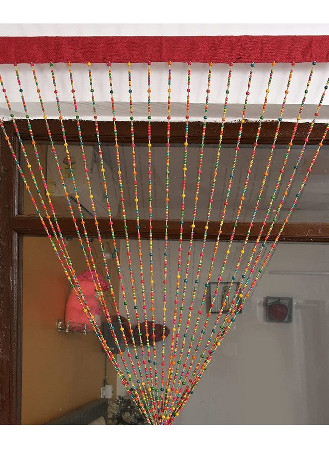 Handloomwala Handloomwala Wooden Beads String Door Curtain for Room Divider/Pooja Room/Drawing Room - 7 Feet, Multicolor - Image 2