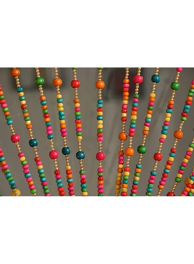 Handloomwala Handloomwala Wooden Beads String Door Curtain for Room Divider/Pooja Room/Drawing Room - 7 Feet, Multicolor - Image 3