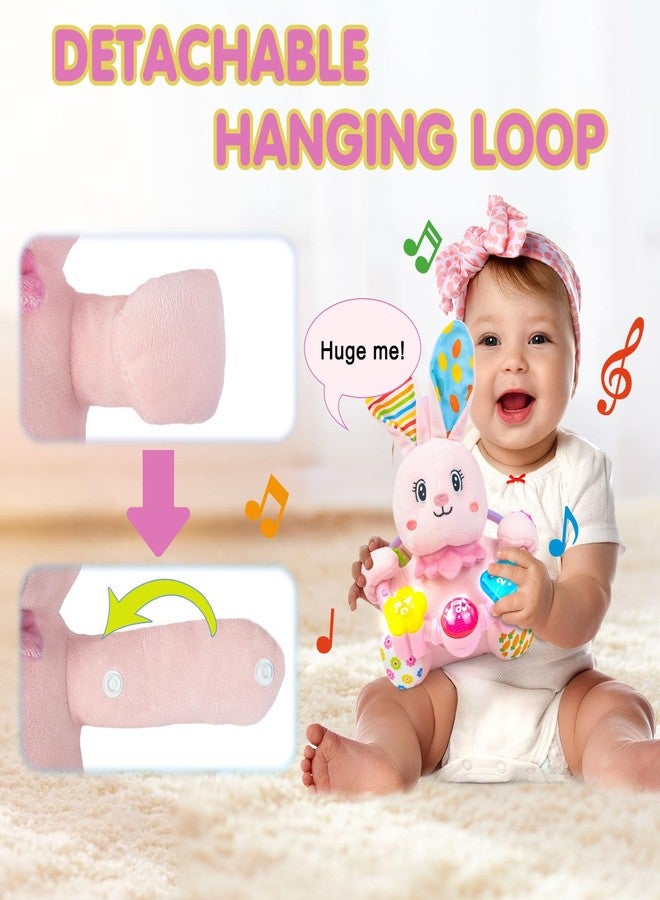 Ryotagift Baby Bilingual Musical Rabbit Stuffed Animals Toys,Infant Early Learning Toy with Light-Up Music & Crinkle,Tummy Time Toys for 0 3 6 9 12+ Months for Baby Boy Girl Easter Gift,Pink - Image 4