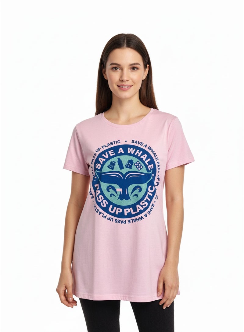 general Ladies T-shirt Blue Trend SS TA-AB21WNXTSNM041 - Image 2