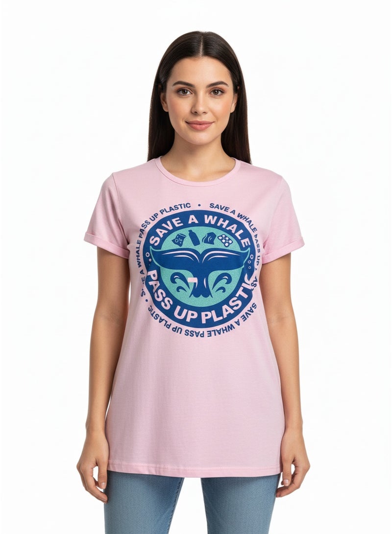 general Ladies T-shirt Blue Trend SS TA-AB21WNXTSNM041 - Image 1