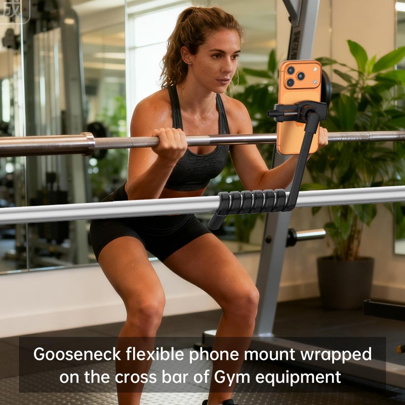 ZMHH Flexible Phone Holder for Treadmill |Stroller |Wheel |Chair Pole |Stick |Rod |Tube |Shelf | Railing |Cart,35.4" / 90 cm Gooseneck Arm Mount,Compatible with 3.5~7.5" iPhone/LG/Galaxy Smartphone - Image 4