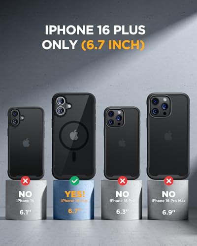 Miracase Magnetic for iPhone 16 Plus Case Full-Body Phone with Built-in Glass Screen Protector, [Compatible with MagSafe] Military Drop Proof 16 Plus Cover Bumper 6.7 inch, Black - Image 2