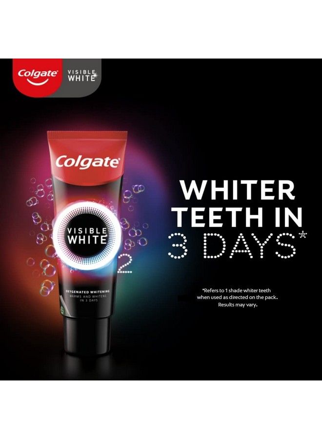 Colgate معجون أسنان تبييض الأسنان الأبيض المرئي O2 بنكهة النعناع 25 جرام بتقنية الأكسجين النشط آمن للمينا لتبييض الأسنان - Image 3