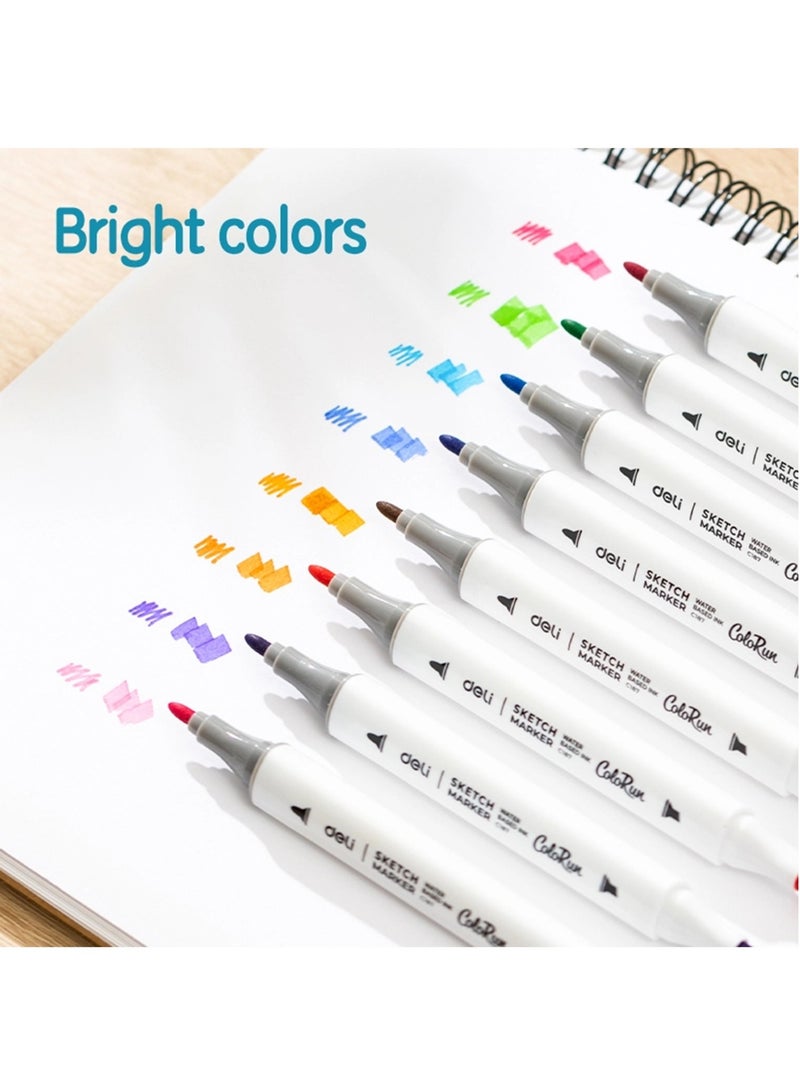 Deli Markers رسم مزدوجة الطرف 48 قطعة متعددة الألوان - Image 3