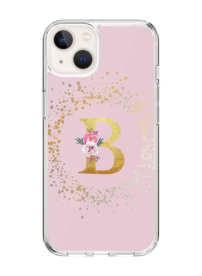 Stylizedd Classic Clear Case For iPhone 15, Hybrid Soft Case Flexible Edges Thin Cover- Custom Monogram Initial Letter Floral Pattern Alphabet - B (Pink) - Image 1
