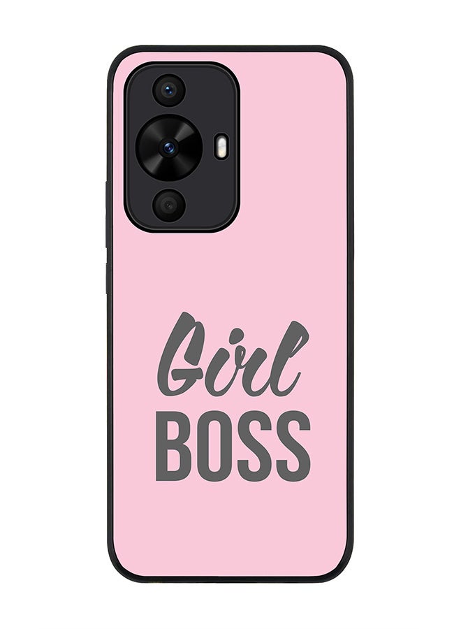 Stylizedd Rugged Black edge case for Huawei nova 12s / Huawei nova 11/ Huawei nova 12 Lite 4G, Slim fit Flexible Anti Drop Thin Cover - Girl Boss (Pink) - Image 1