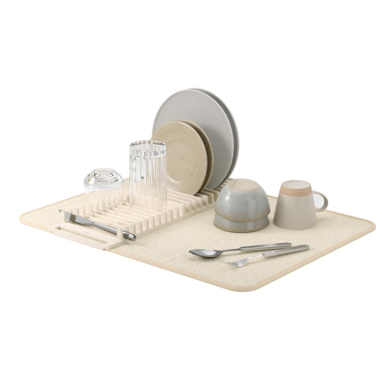 Umbra Udry Dish Rack and Microfiber Drying Mat  SpaceSaving Design Folds Up for Easy Storage Basic Rack Linen