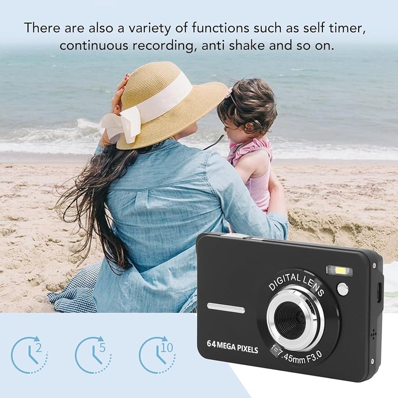 64MP 4K Digital Camera with 18X Zoom Anti Shake 2.8 Inch Screen Auto Focus Portable Camera Gift for Kids Students - Image 5