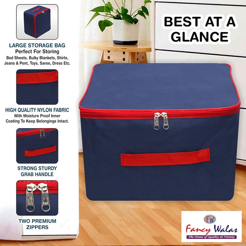 Fancy Walas Presents Nylon Wardrobe Bag Underbed Moisture Proof Cloth Bag Storage Organizer with Side Handle saree covers Pack of 2 Pcs - Image 2