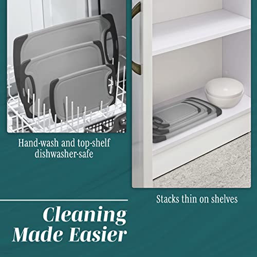 HOMWE Cutting Boards for Kitchen - BPA-Free Chopping Board - Different Sizes & Non Slip Handles - Reversible, Large Cutting Board Set - Unique Gifts for Cooks Who Have Everything - 3-Pack Gray/Gray - Image 5