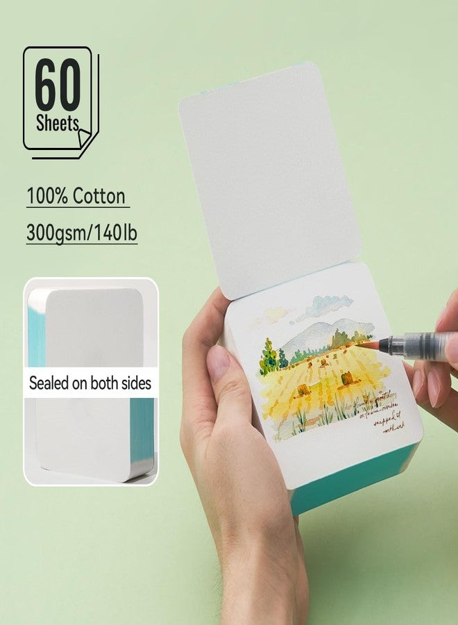 Lightwish 60 Sheets Mini Square Painting Notebook 3.5 * 3.5'' Cold Press 300gsm/140lb, Portable Tearable Travel Size Portable Tearable Square Painting Notebook, Watercolor Art Paper Sketchbook - Image 2