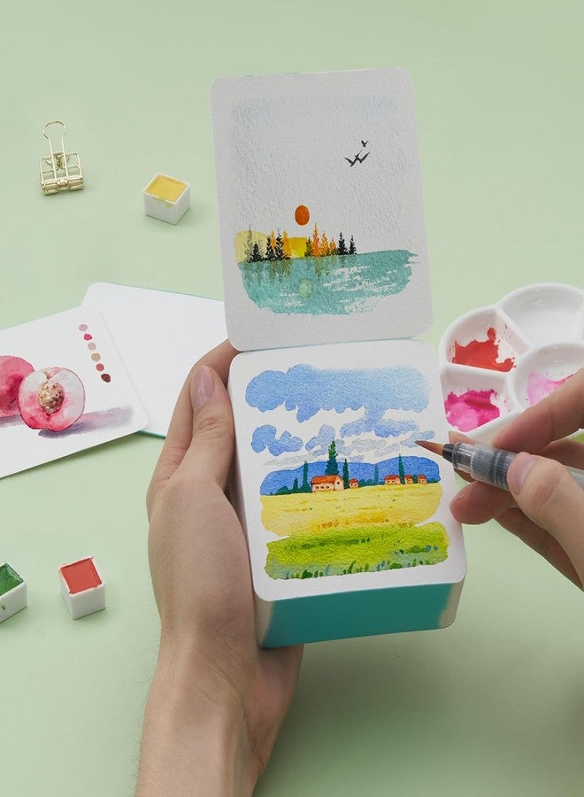 Lightwish 60 Sheets Mini Square Painting Notebook 3.5 * 3.5'' Cold Press 300gsm/140lb, Portable Tearable Travel Size Portable Tearable Square Painting Notebook, Watercolor Art Paper Sketchbook - Image 4