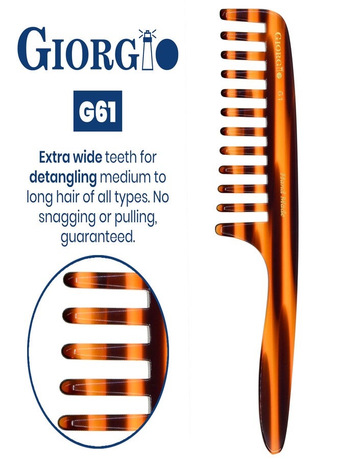 Giorgio G61 Extra Wide Tooth Detangler Comb - Large Teeth for Long, Thick, Wavy or Curly Hair. Handmade Saw-Cut and Hand Polished for Dry or Wet Use - Image 4