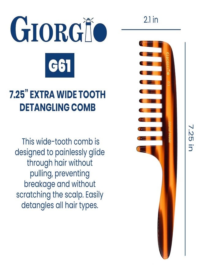 Giorgio G61 Extra Wide Tooth Detangler Comb - Large Teeth for Long, Thick, Wavy or Curly Hair. Handmade Saw-Cut and Hand Polished for Dry or Wet Use - Image 3
