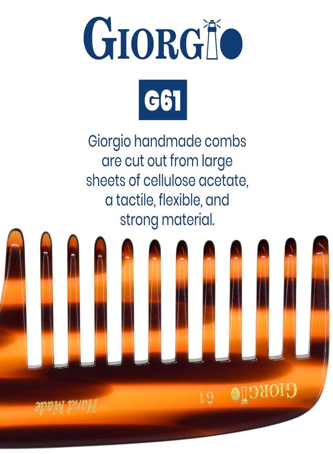 Giorgio G61 Extra Wide Tooth Detangler Comb - Large Teeth for Long, Thick, Wavy or Curly Hair. Handmade Saw-Cut and Hand Polished for Dry or Wet Use - Image 5