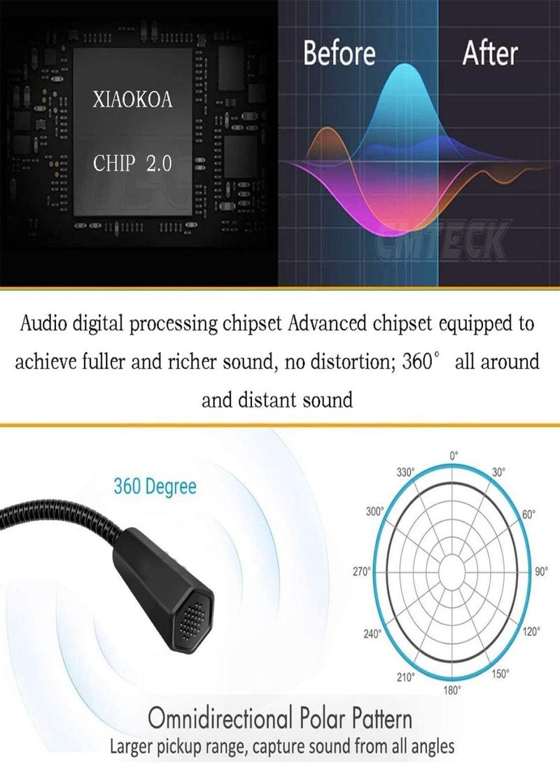 فوميمو ميكروفون USB للكمبيوتر واللاب توب والكمبيوتر مع مقبض دوار للتحكم في مستوى الصوت وزر كتم ، بخاصية التوصيل والتشغيل، بلاي ستيشن 4 والاملاء والتسجيل والمكالمات، من  أحادى، متعدد الألوان - Image 5
