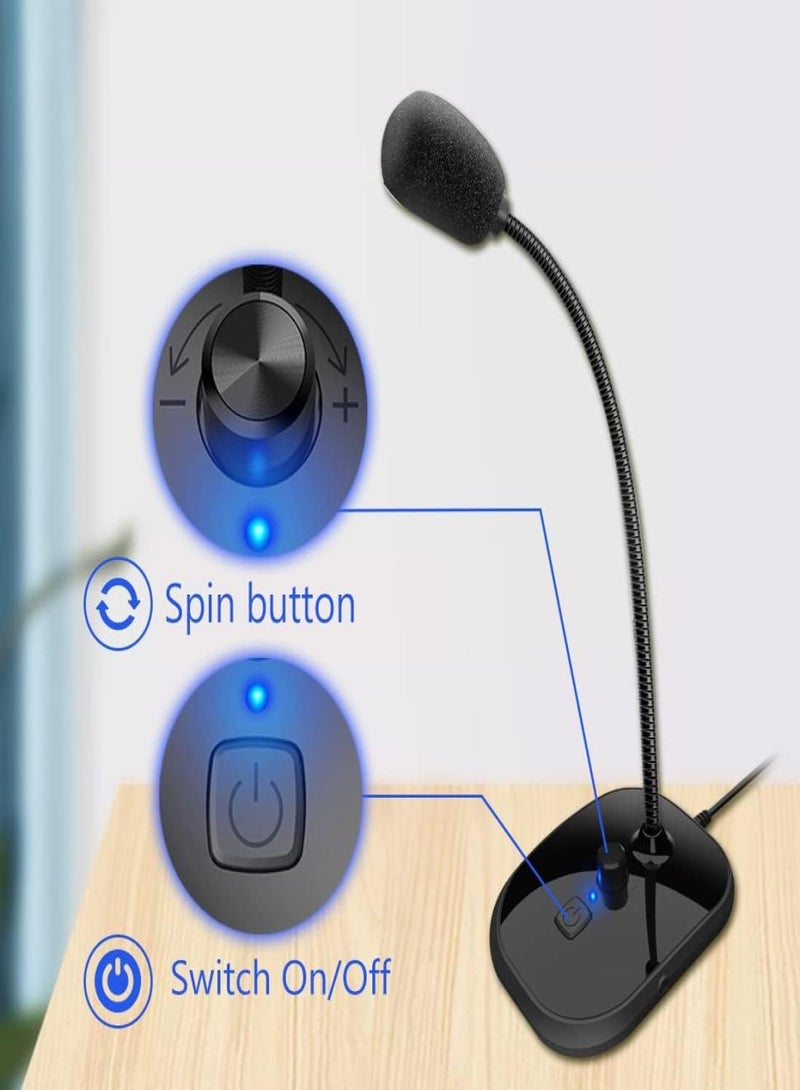 فوميمو ميكروفون USB للكمبيوتر واللاب توب والكمبيوتر مع مقبض دوار للتحكم في مستوى الصوت وزر كتم ، بخاصية التوصيل والتشغيل، بلاي ستيشن 4 والاملاء والتسجيل والمكالمات، من  أحادى، متعدد الألوان - Image 3